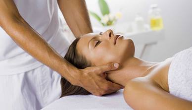 Women getting head massage